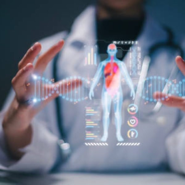Medicine doctor. DNA. Digital healthcare and network connection on hologram interface, Science and innovative, Medical technology and network concept